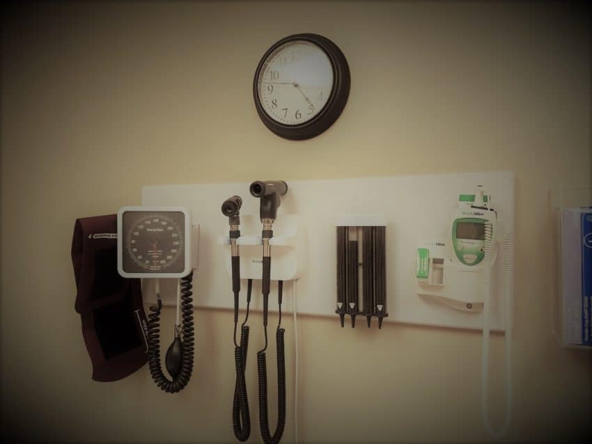 "inside physician's exam room"