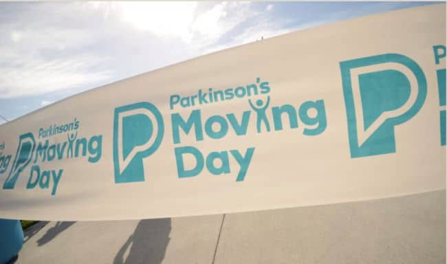 "parkinson's moving day banner"